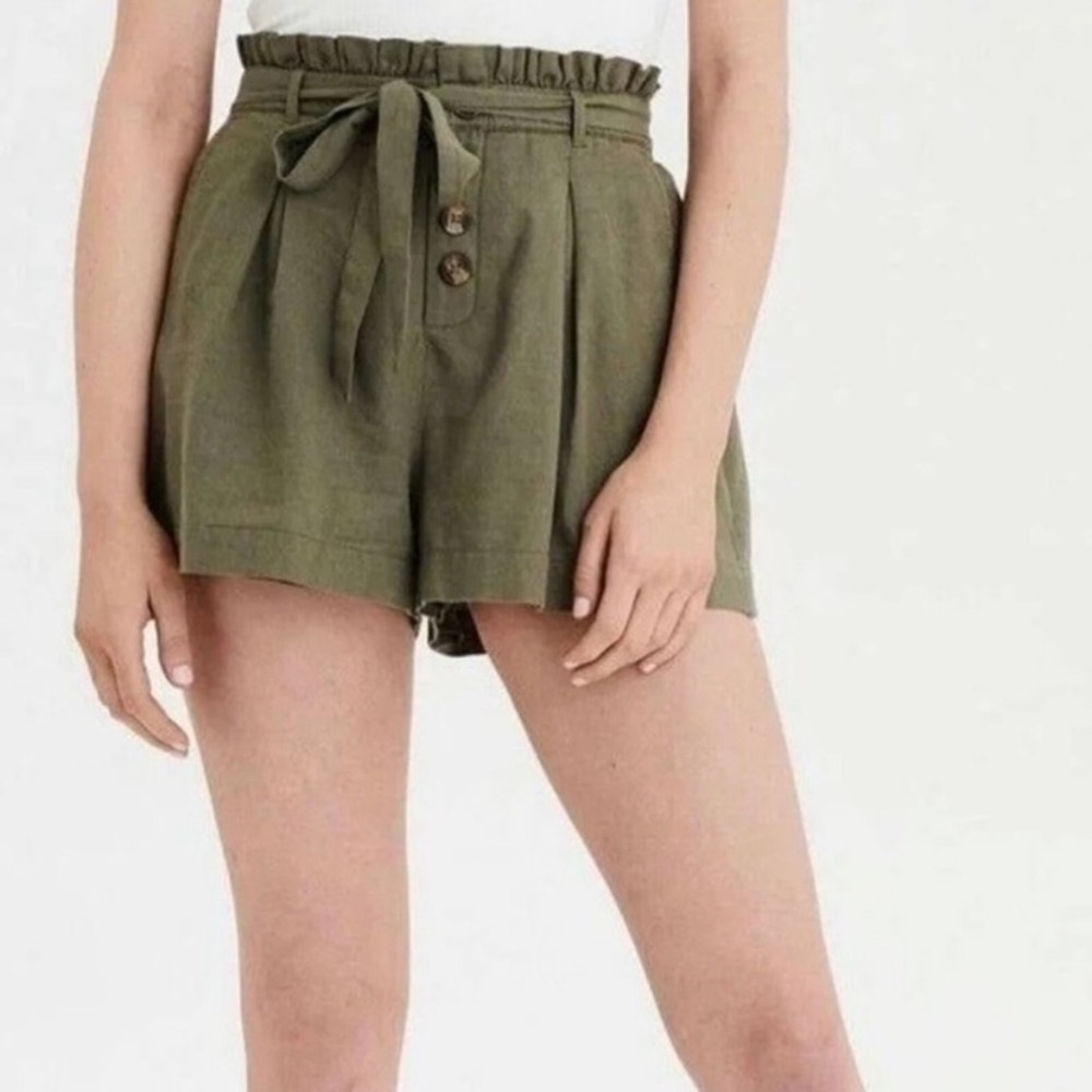 American Eagle Green Paper Bag Shorts
